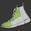Stylish Green And White High Top Sneakers With Unique Lace Design And Mesh Upper