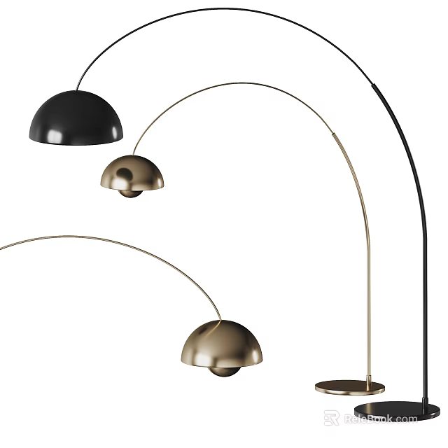 Modern Arc Floor Lamps With Different Finishes 3d model