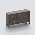 Dark Brown Drawer Chest with Carved Details and Metal Handles Elegant Leg Design
