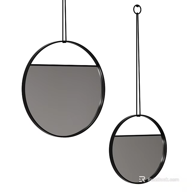 Round Hanging Mirrors with Black Frame Two Sizes Large and Small 3d model 