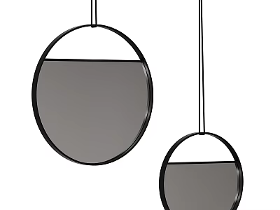 Round Hanging Mirrors with Black Frame Two Sizes Large and Small 3d model