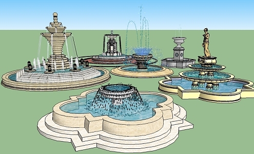 Modern water feature 3d model