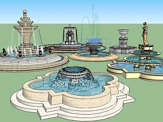 Modern water feature 3d model