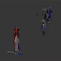 Robot Characters Featuring Red Blue Figure And Aircraft Robot With Sword And Gun