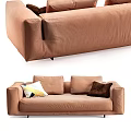 Light Brown Two Seater Sofa Featuring Geometric Pattern And Brown Cushions Modern Sleek Design 3d model