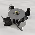 Modern Sleek Round Dining Table Set With Unique Metallic Chairs For Elegant Home Dining Space