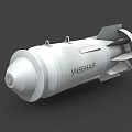 White Military Bomb Weapon With y456HA9 Marking And Rear Fins Structure
