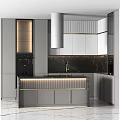 Modern Kitchen Interior Design Featuring Gray Cabinets Black Marble Countertop Island And Range Hood