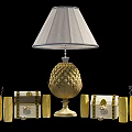 Elegant Modern Decorative Ornament Set With Gold Pineapple Lamp Decorative Boxes And Columnar Accents