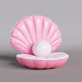 Pink Shell Shaped Inflatable Pool Toy With White Ball Inside 3d model