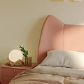 Cozy Kids Room With Pink Bed Round Wall Decor Pendant Light Sunlight And Green Plant