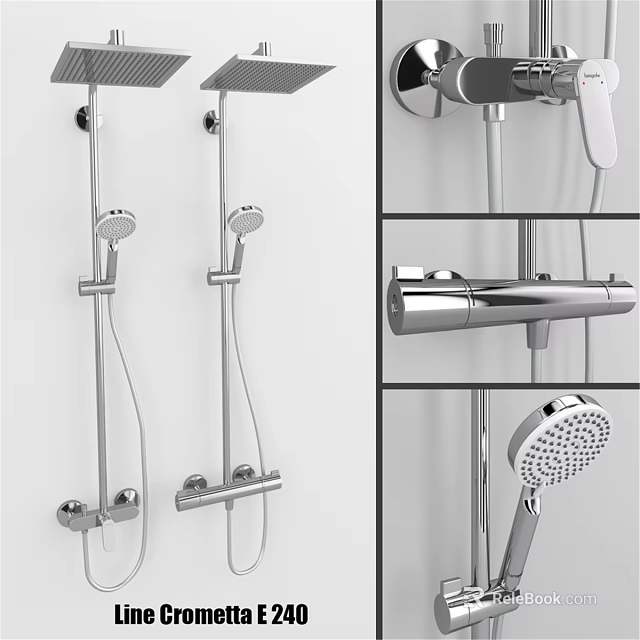 Modern Chrome Shower Faucet With Fixed Head Handheld Sprayer Wall Mounted Design 3d model 