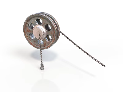 Mechanical Metal Pulley Equipment With Chain Assembly And Hanging Bolt Attachment For Industrial Use 3d model