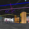Modern Fitness Gym With Colorful Lights Treadmills Punching Bags And Boxing Ring