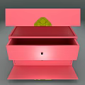 Elegant Pink Drawer Cabinet With Open Storage And Yellow Decorative Ornaments