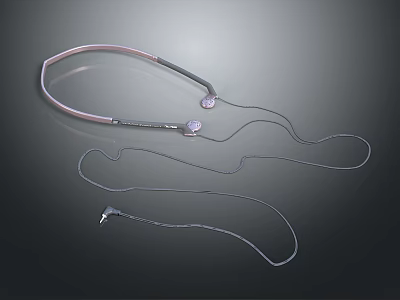 Modern Metallic Neckband Headphones With Stylish Earbuds And Cable Electronic Accessory 3d model