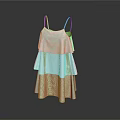 Elegant White Spaghetti Strap Dress With Layered Ruffled Tiers For Women
