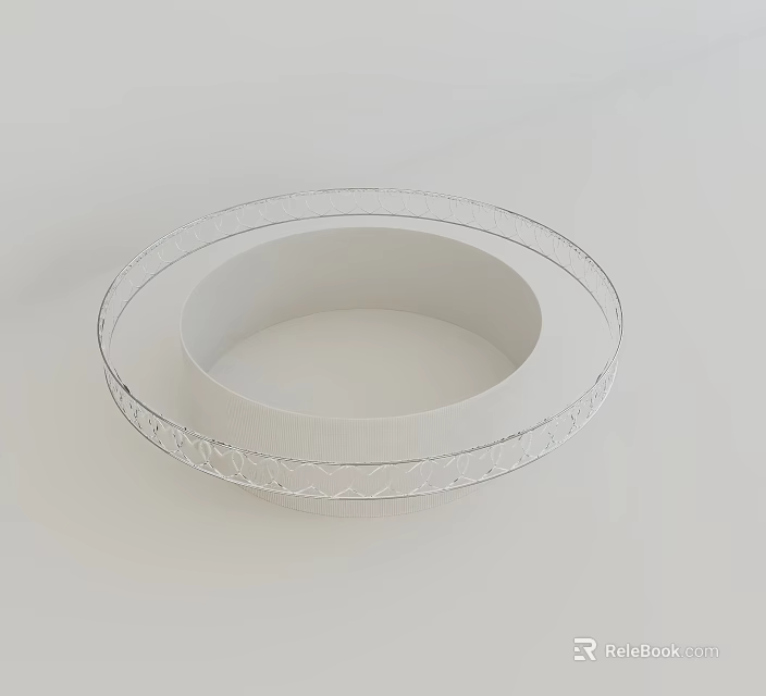 Modern Minimalist White Round Hollow Coffee Table With Textured Clear Glass Rim For Living Spaces 3d model 
