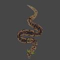 Minecraft Style Giant Snake Game Character With Pixel Art Green Head And Brown Scales
