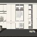 Modern Wardrobe Interior Design With Glass Doors Drawers Shelves Dressing Table And Carpet