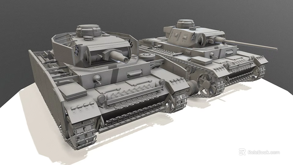 Two Historical Military Tanks 3D Model Rendering With Detailed Vehicle Features 3d model 