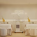 Elegant Skin Care Beauty Salon Treatment Room With White Beds And Equipment