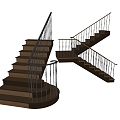 American medieval handrail corner stair stair handrail 3d model