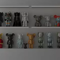 Colorful Decorative Figurine Collection on White Shelves with Various Styles and Designs