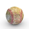 Vintage Worn Leather Baseball Sports Equipment With Red Stitching And Aged Finish