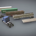 Different Types Of Semi Trucks With Container Log Tanker And Flatbed Trailers