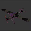 3D Model Passenger Airplane With Green Camouflage Paint Propeller Biplane Wings And Cross Symbol