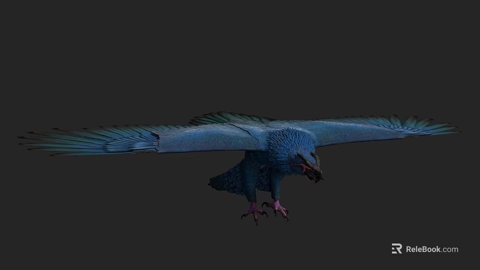 Blue Bird Game Movie Character With Open Wings And Sharp Claws 3d model 