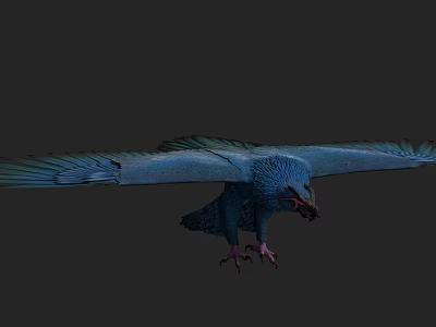 Blue Bird Game Movie Character With Open Wings And Sharp Claws 3d model