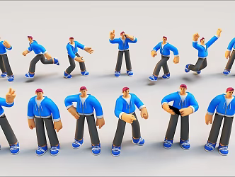 Men cartoon characters cartoon men Q version men 3d model