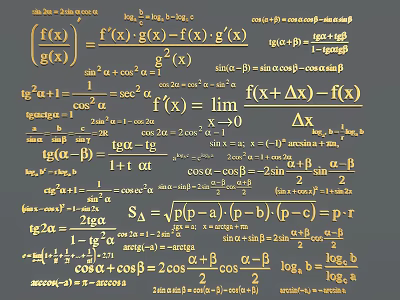 Diverse Mathematical Formulas Featuring Calculus Trigonometric And Logarithmic Equations 3d model