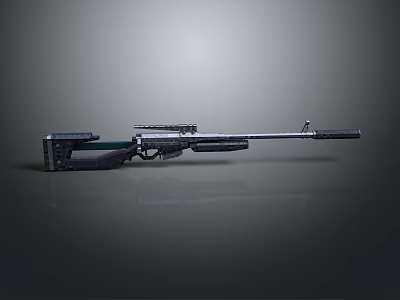 Modern Sniper Rifle With Long Barrel Scope And Tactical Design Features 3d model