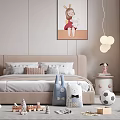 Kids Room Interior Design With Cozy Bed Desk Computer Wall Painting And Toys