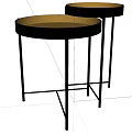 Modern Nested Circular Side Tables With Black Frame And Golden Top 3d model