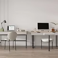 Modern Desk Chair Combination Computer Desk Books Computer Office Supplies 3d model
