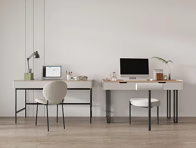 Modern Desk Chair Combination Computer Desk Books Computer Office Supplies 3d model