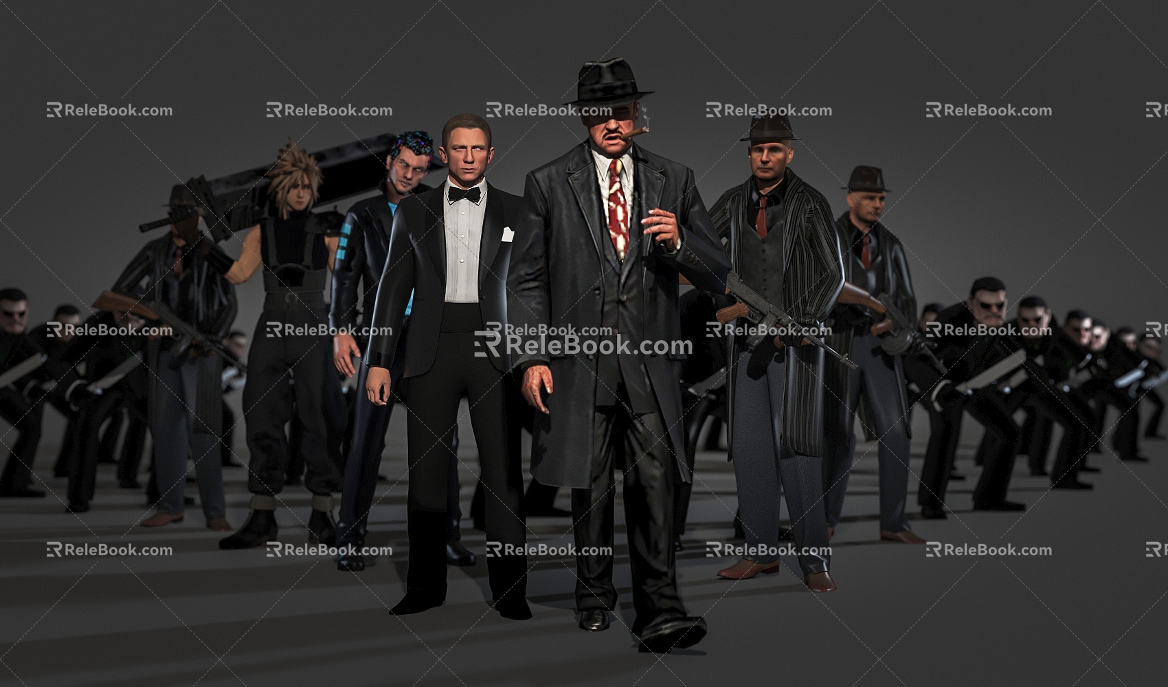 Godfather James Bond Handsome Man Uncle Black Clothes Movie Man Cigar Cigar Man War Man Hand Fierce Man Final Fantasy 3d model