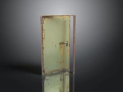 Old Green Rusty Door With Metal Frame And Weathered Surface 3d model