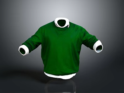 Stylish Green Sweater With White Collar And Cuffs For Casual Wear 3d model