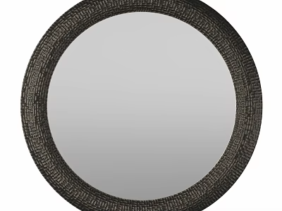Stylish Circular Mirror With Intricate Textured Frame For Interior Decor 3d model