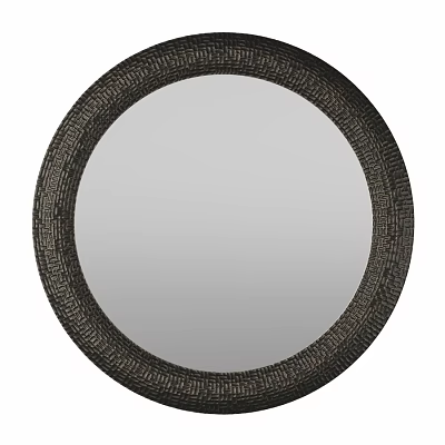 Stylish Circular Mirror With Intricate Textured Frame For Interior Decor 3d model