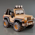 Brown And Black Toy Off Road Car With Convertible Top Roof Lights And Large Tires