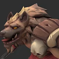 Fierce Wolf Headed Warrior Character With Yellow Eyes Sharp Fangs And Skull Armor