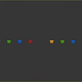 Colorful Animal Shaped Buckets Arranged in Two Rows on Gray Background