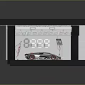 Modern Parking Garage With Silver Sports Car Red Wheels Scaffolding And Hexagonal Panels