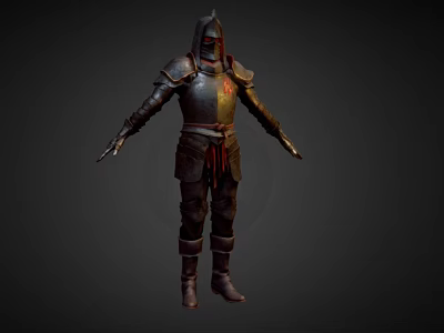 Medieval Full Body Armor With Metal Plates Leather Straps And Red Emblem 3d model